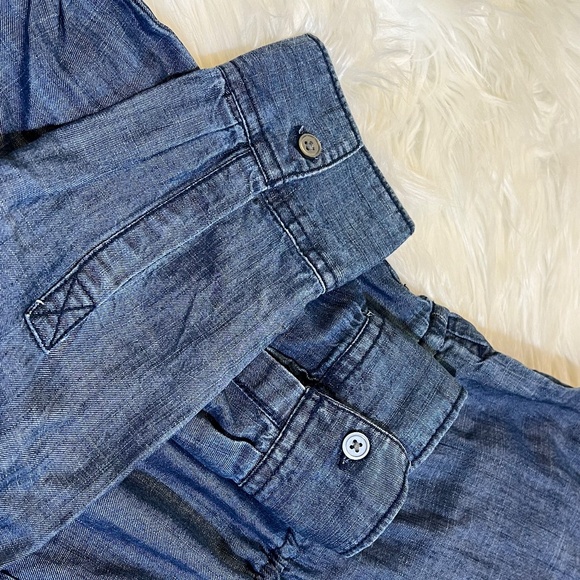 Chambray [GAP] 1/2 Button Down Mini Dress | NWT Blue Jean + Pockets | Small - Picture 9 of 16